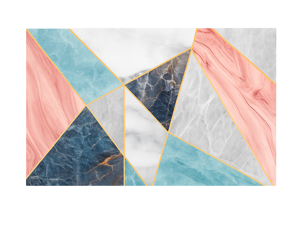 Tappeto vinile effetto marmo disegno geometrico colorato - TenStickers