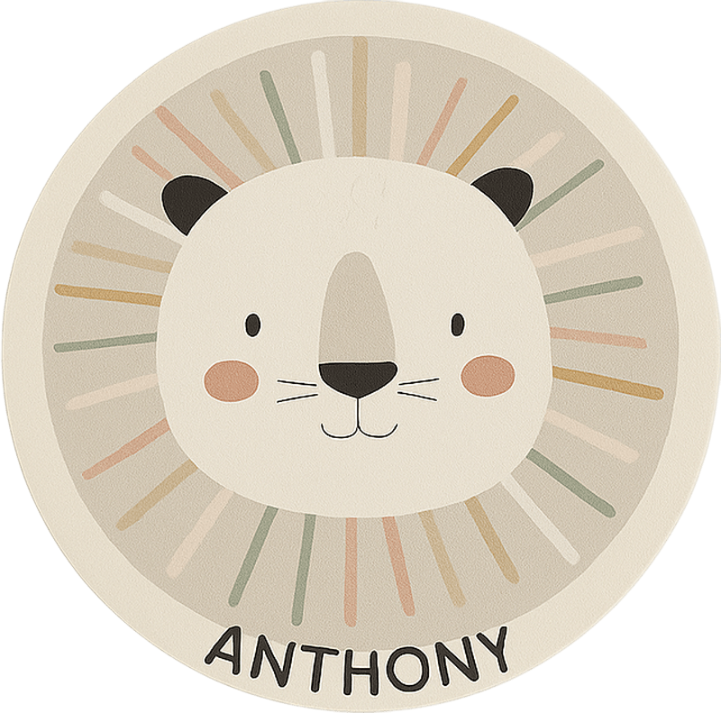 Tappeto vinile per bambini leone beige personalizzato - TenStickers