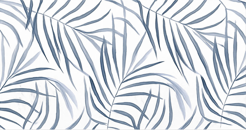 Tappeto vinile blu disegno di foglie sottili - TenStickers