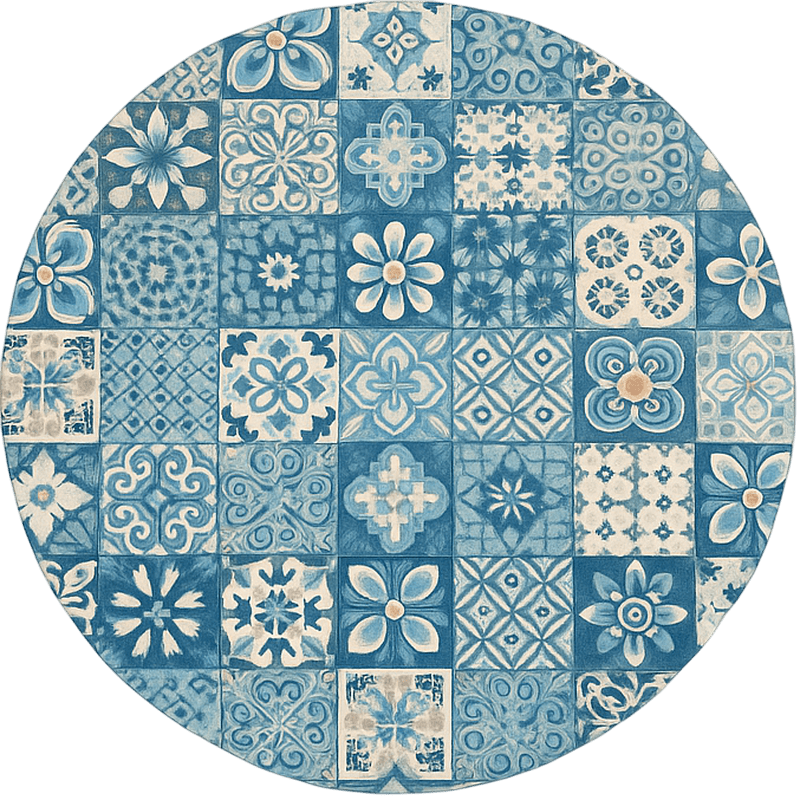 Tappeto vinile blu tessere di mosaico circolari - TenStickers
