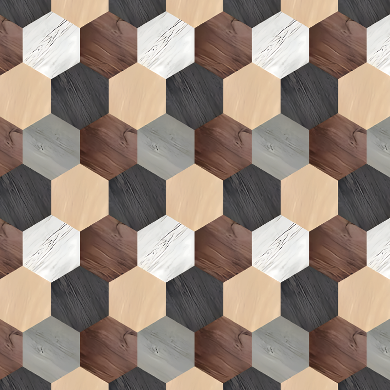 Tappeto pvc cucina esagoni di legno misto - TenStickers