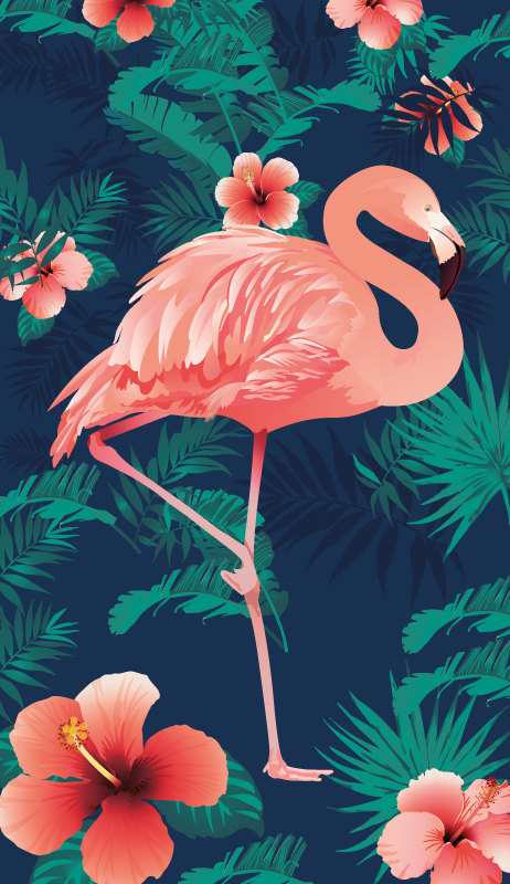 Tappeto vinile animali fenicotteri rosa tropicali - TenStickers
