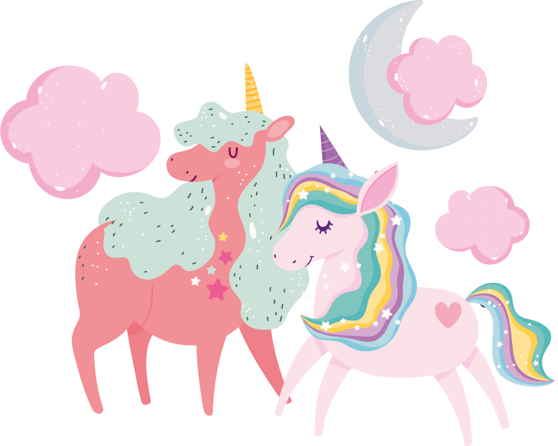 Tappeto vinile animali unicorno piccolo con giumenta - TenStickers