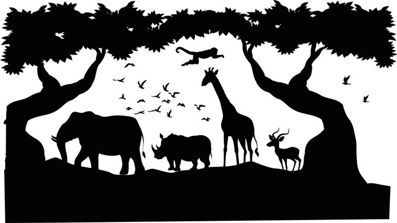 Tappeto vinile animali savana bianca e nera - TenStickers