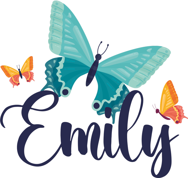 Tappeto vinile animali farfalle bicolor con nome - TenStickers