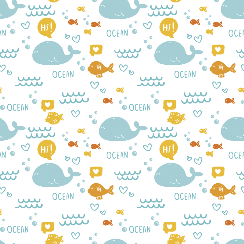 Tappeto vinile animali arredamento oceano colorato - TenStickers