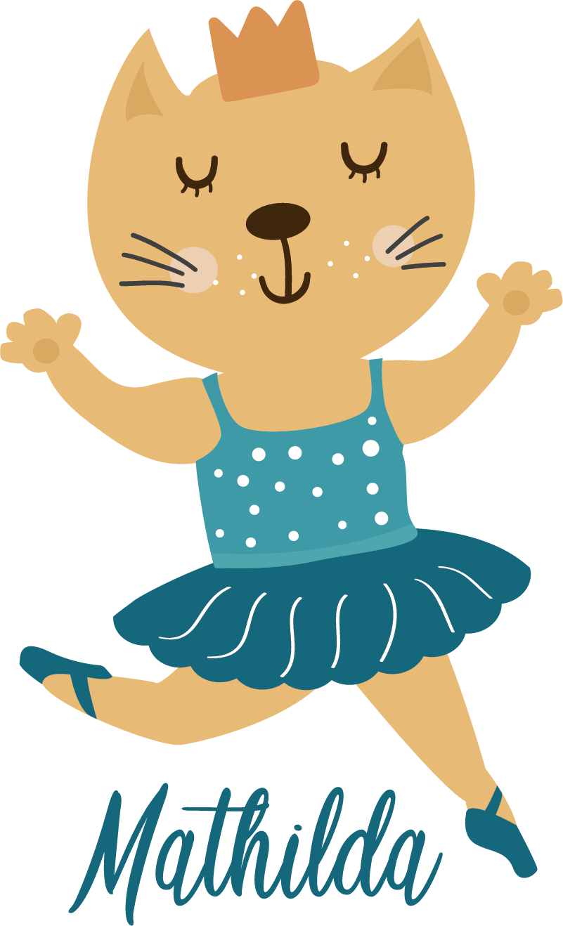 Tappeto vinile animali gattino danzante con nome - TenStickers
