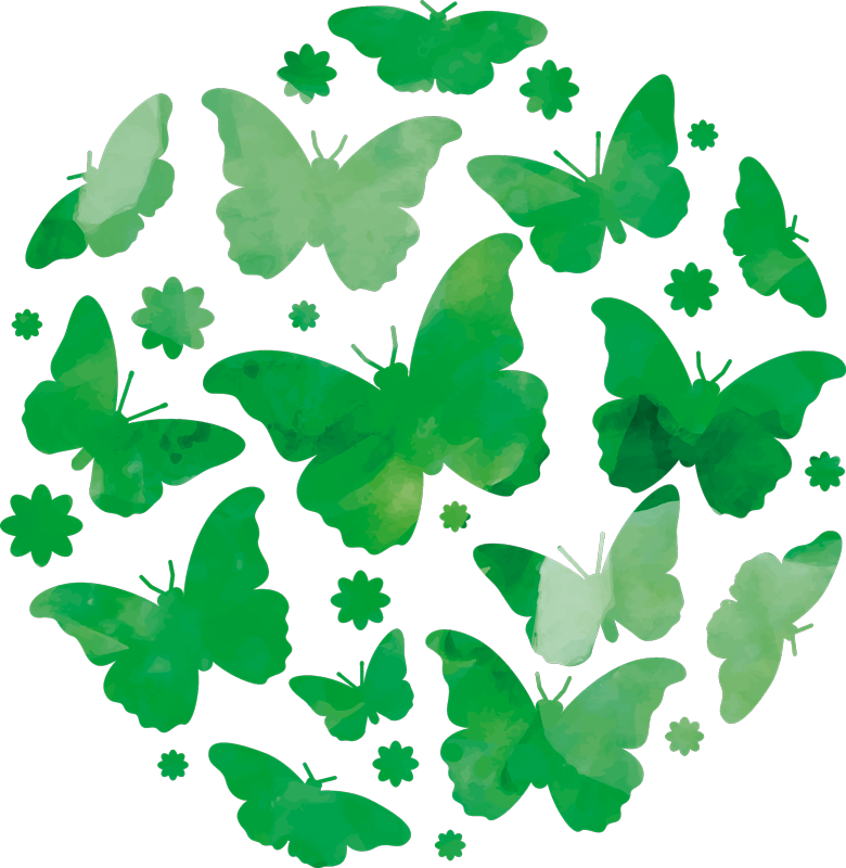 Tappeto vinile animali farfalle acquerello verdi - TenStickers