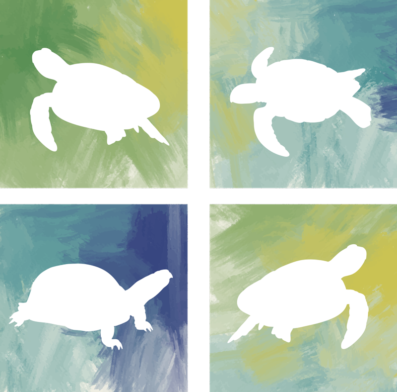 Tappeto vinile animali piastrelle tartarughe colorate - TenStickers