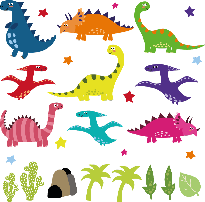 Tappeto vinile animali set cartoni animati dinosauri - TenStickers