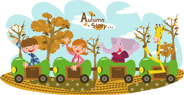 Tappeto vinile animali treno in autunno - TenStickers