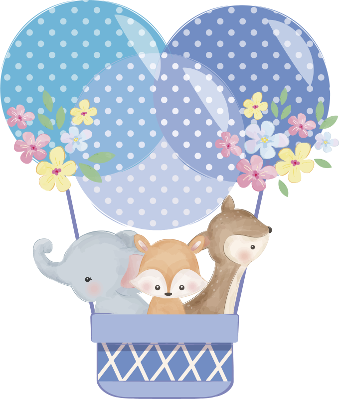 Tappeto vinile animali palloni aerostatici acquerello - TenStickers