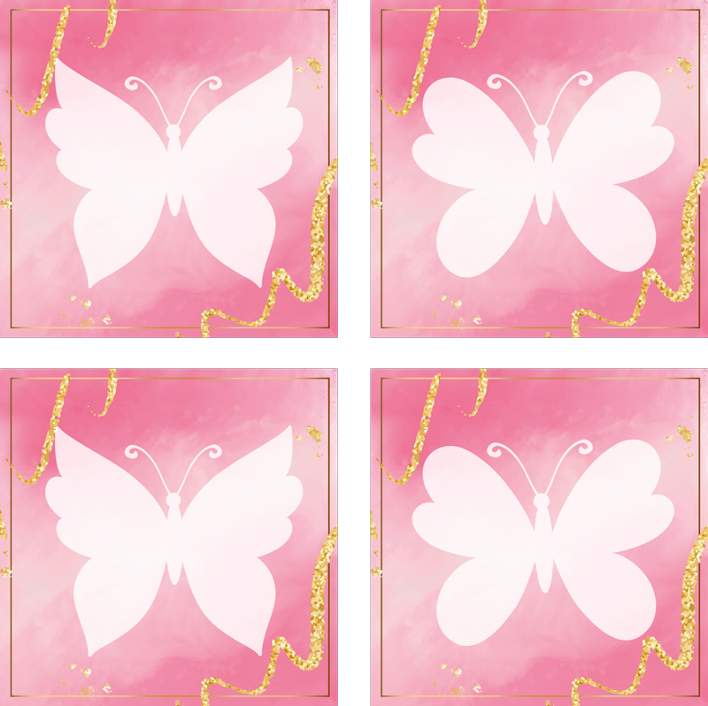 Tappeto vinile animali piastrelle farfalle rosa - TenStickers
