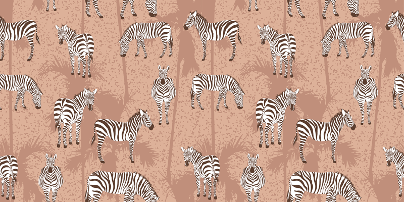 Tappeto vinile animali zebra e palme marroni - TenStickers