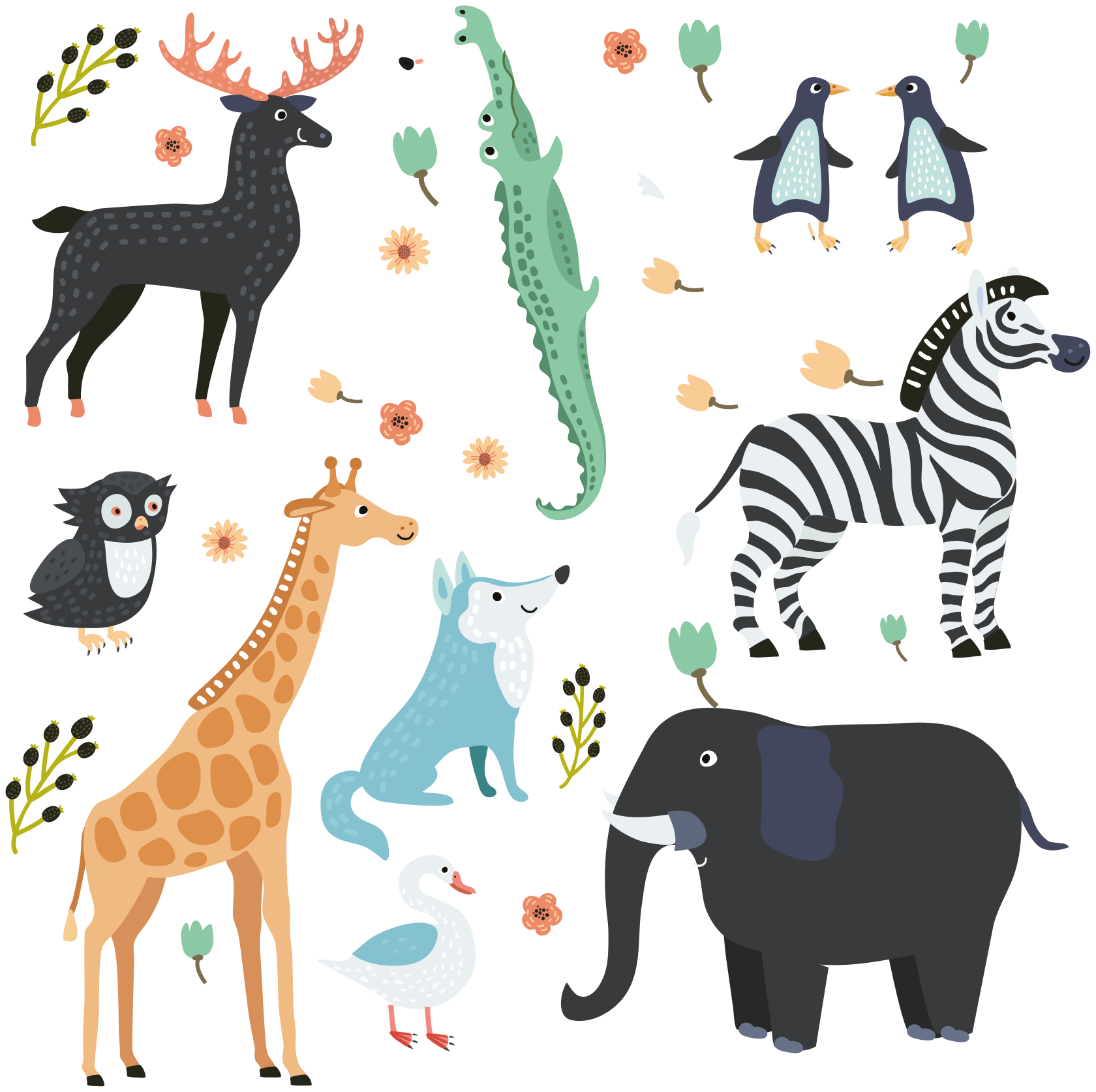 Tappeto vinile animali felici animali al parco - TenStickers
