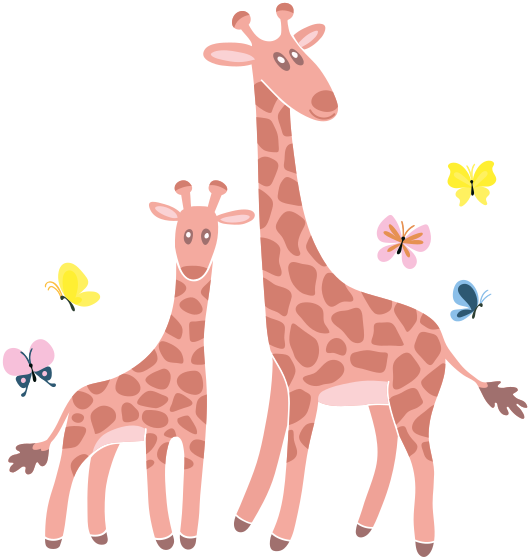 Tappeto vinile animali giraffa farfalla genitore e bambino - TenStickers