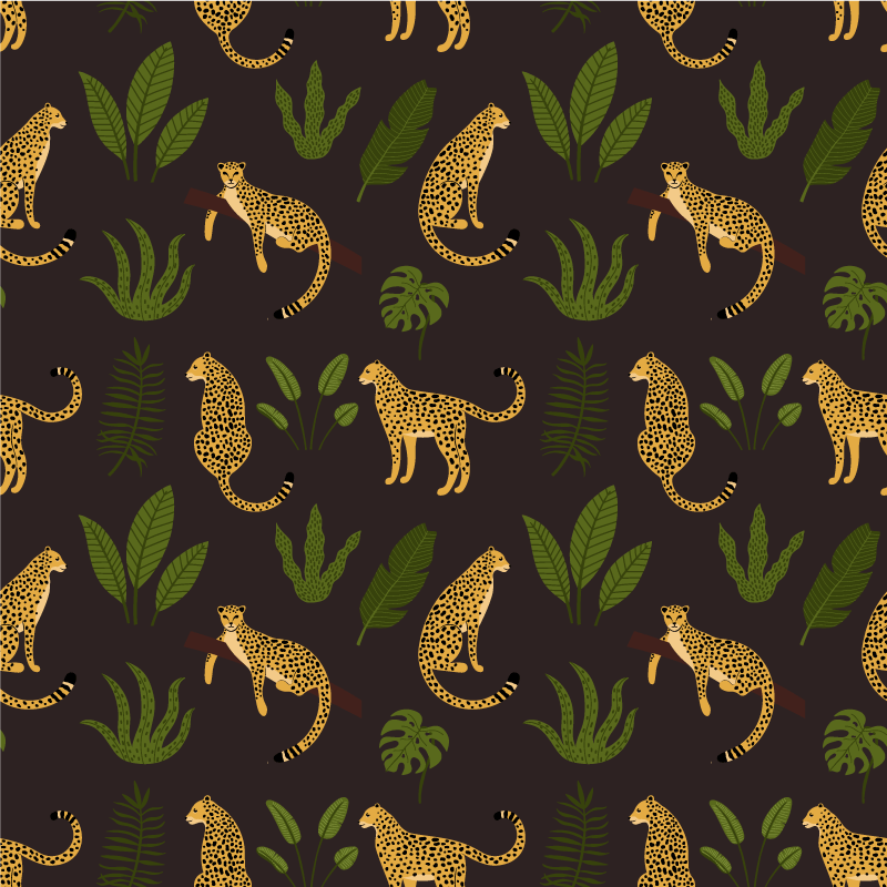 Tappeto vinile animali motivo leopardato botanico scuro - TenStickers