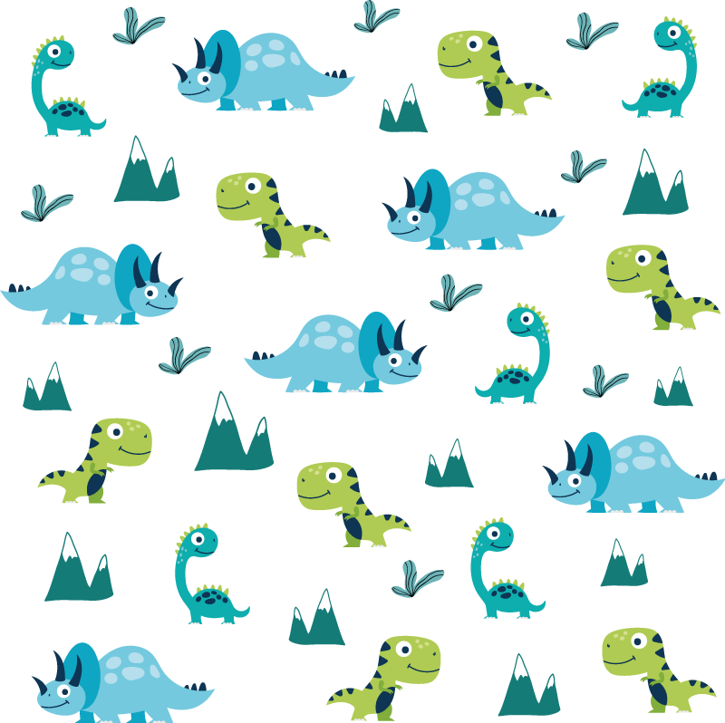 Tappeto vinile animali set montagna dinosauri nordici - TenStickers