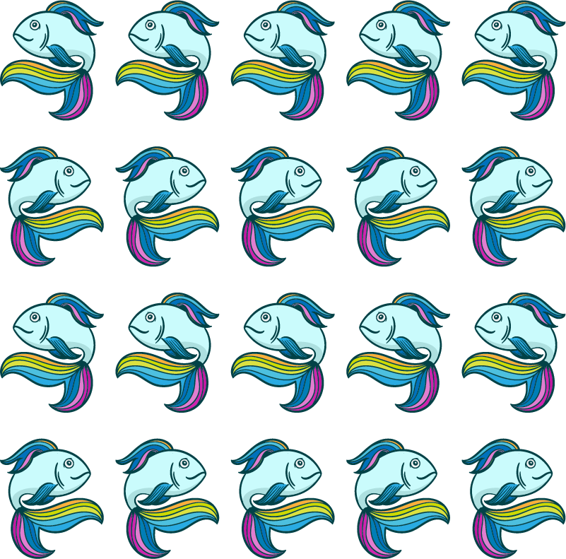 Tappeto vinile animali pesci blu neon - TenStickers