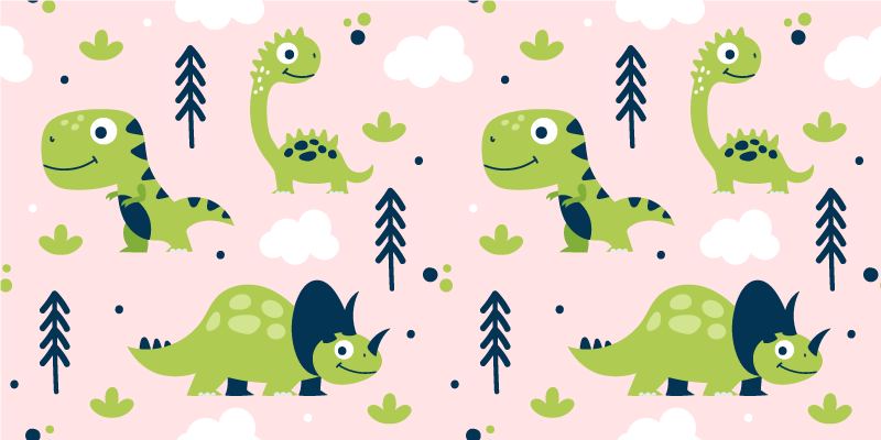 Tappeto vinile animali dinosauri verdi piccoli - TenStickers