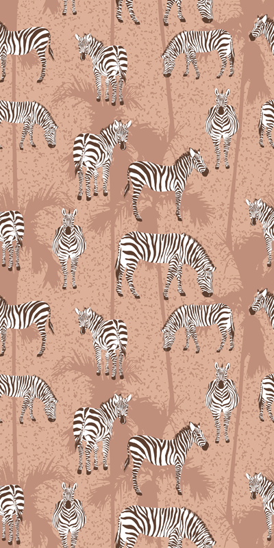 Tappeto vinile animali zebra e palme marroni - TenStickers