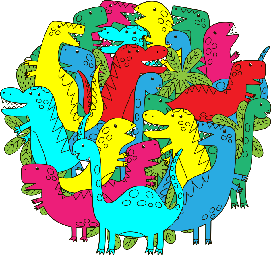 Tappeto vinile animali dinosauro colorato rotondo - TenStickers