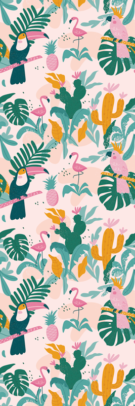 Tappeto vinile animali uccelli verdi e foglie - TenStickers