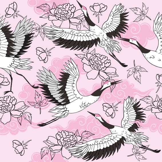 Tappeto vinile animali uccelli selvatici rosa moderno - TenStickers