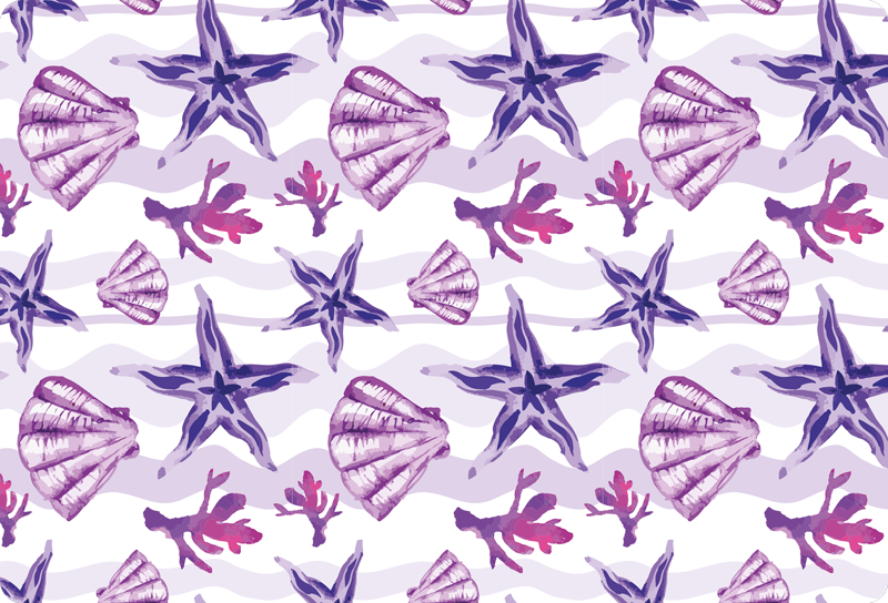 Tappeto vinile animali con conchiglia viola e stella marina - TenStickers