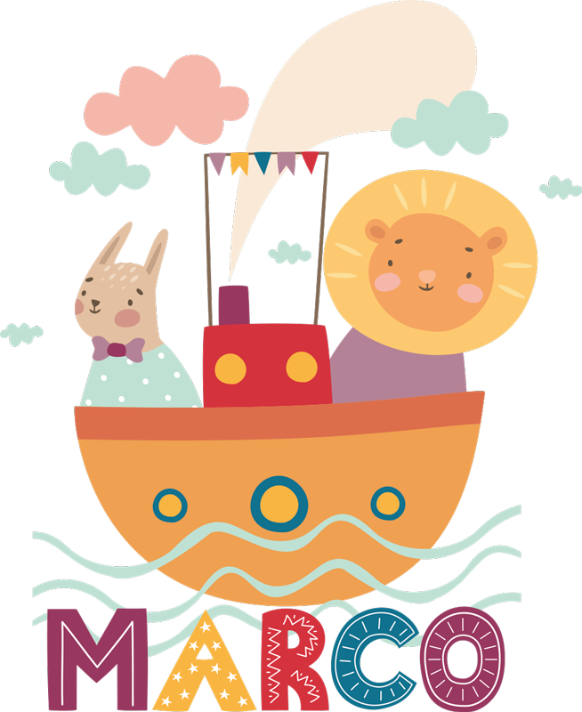 Tappeto vinile animali animali su una barca - TenStickers