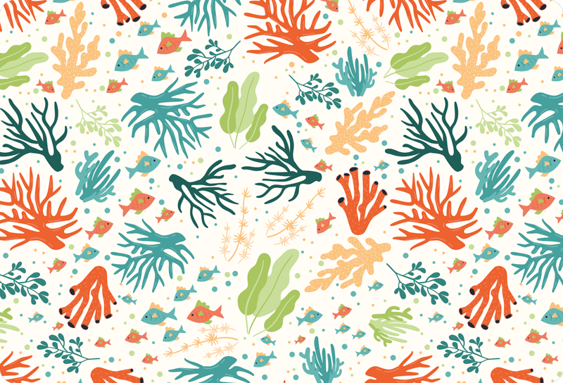Tappeto vinile animali corallo colorato - TenStickers