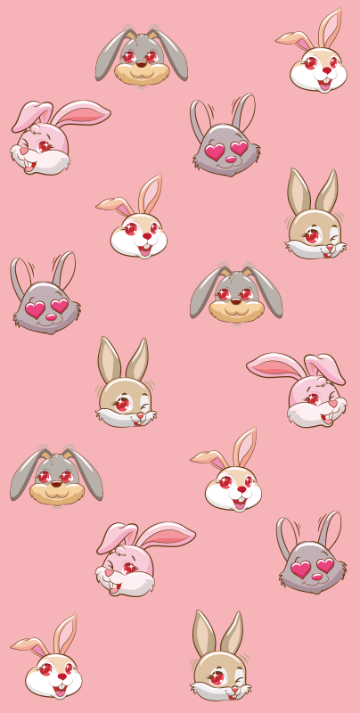 Tappeto vinile animali set clipart con conigli - TenStickers