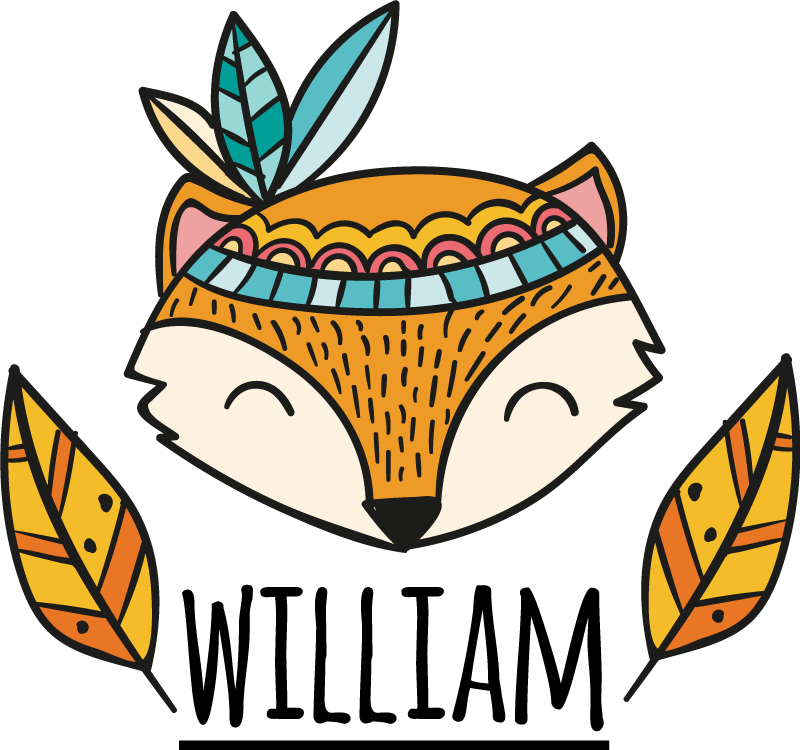 Tappeto vinile animali volpe nordica con piume personalizzato - TenStickers