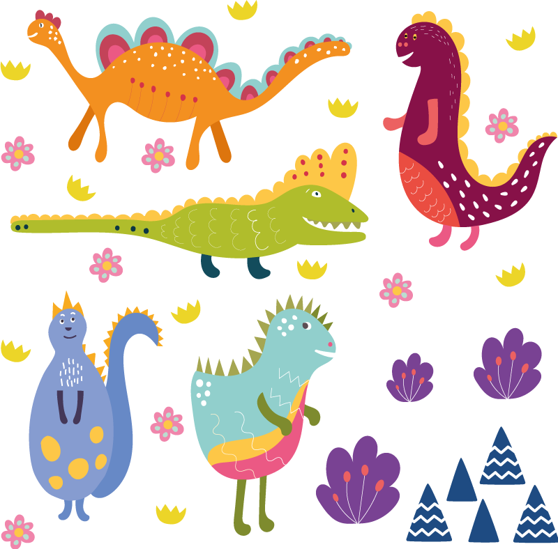 Tappeto vinile animali set dipinto a mano dinosauri - TenStickers