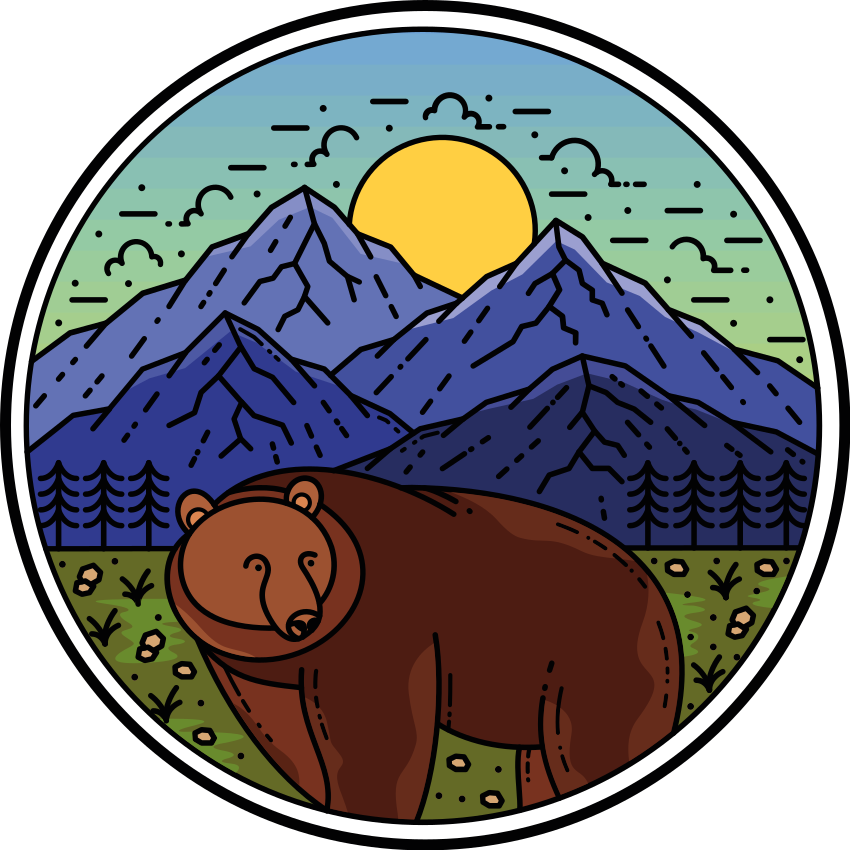 Tappeto vinile animali montagna con orso rotondo - TenStickers