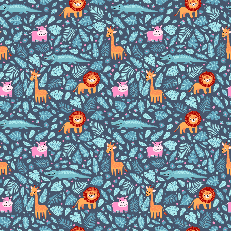 Tappeto vinile animali design con animali della giungla - TenStickers
