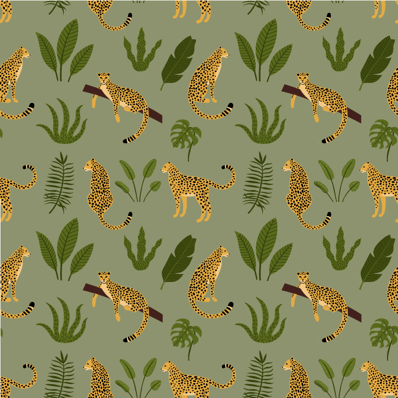 Tappeto vinile animali design leopardo giungla floreale - TenStickers