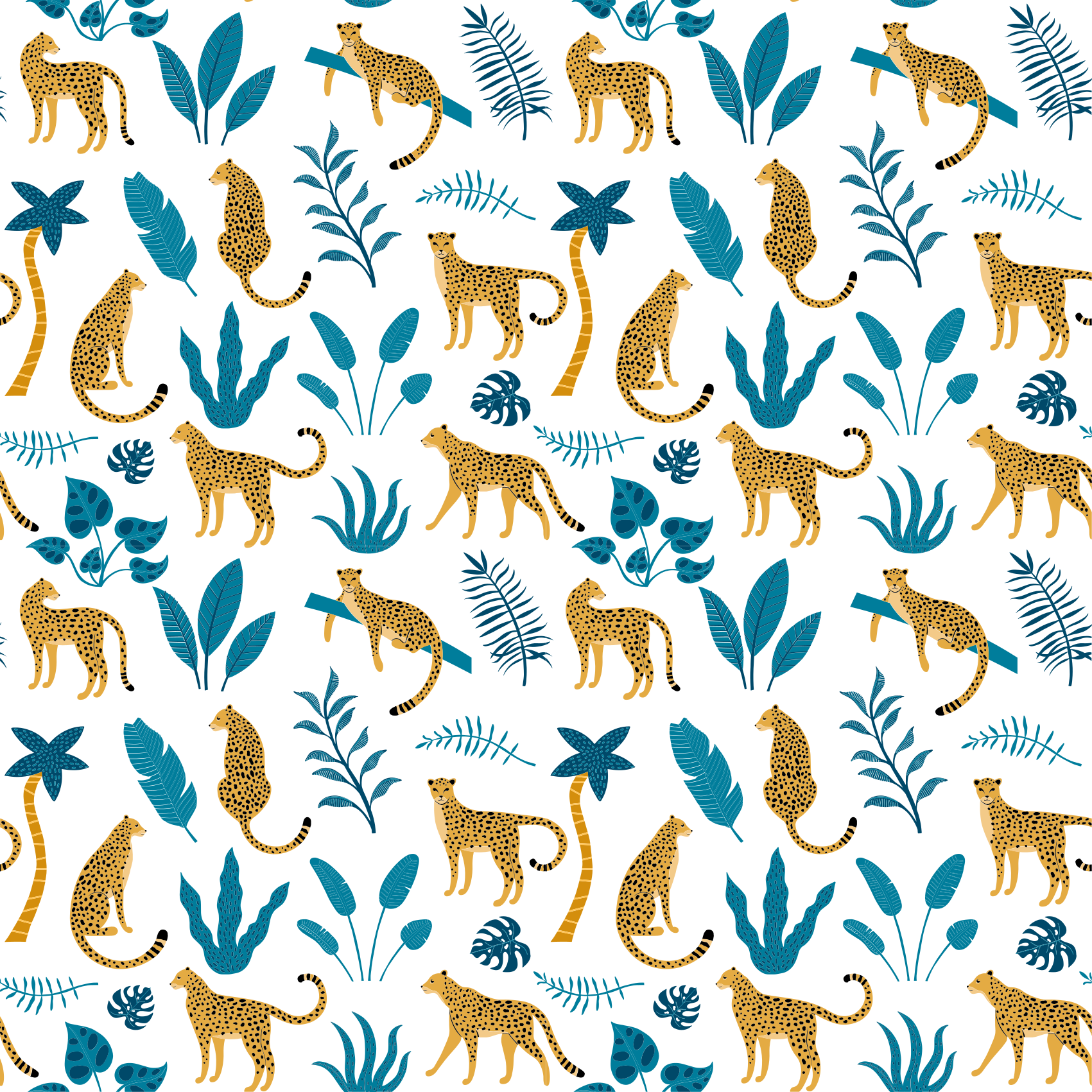 Tappeto vinile animali botanici e leopardi - TenStickers