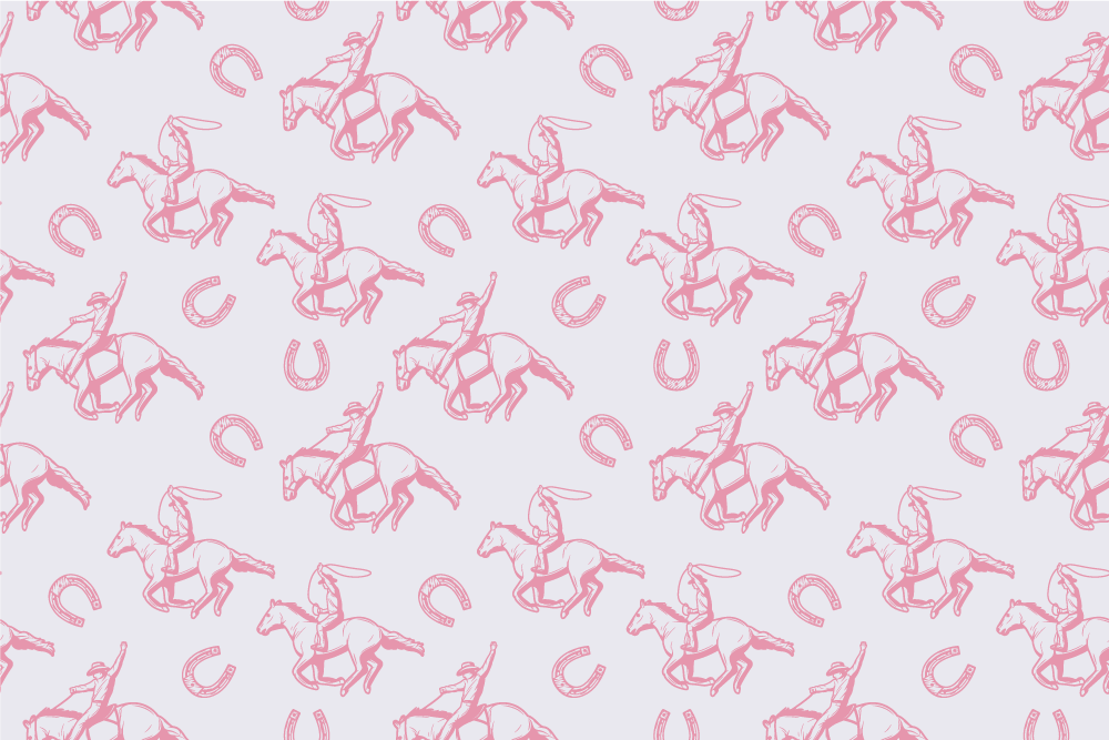 Tappeto vinile animali motivo cavalli cowboy rosa - TenStickers