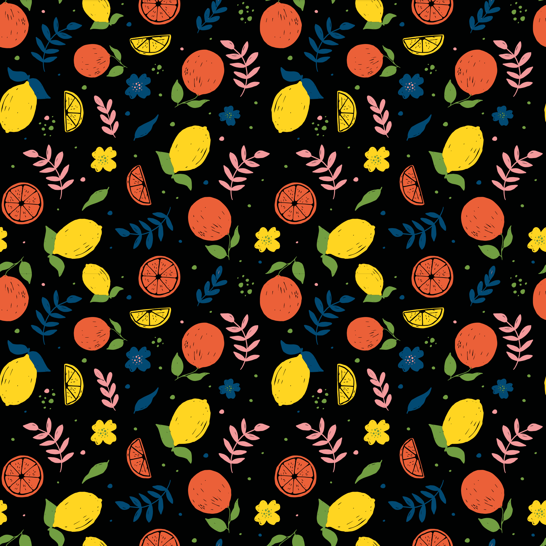 Tappeto vinile animali frutti agrumi con foglie - TenStickers