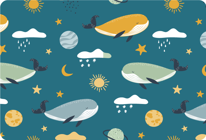 Tappeto vinile animali motivo balena alla moda - TenStickers