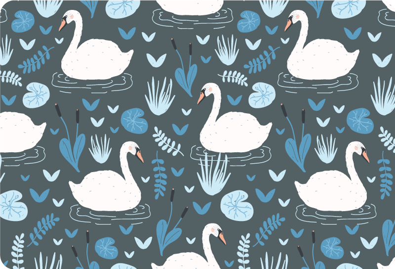 Tappeto vinile animali motivo elegante cigno bianco - TenStickers