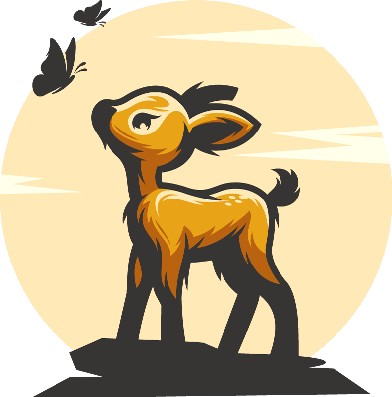 Tappeto vinile animali cervi e farfalle - TenStickers