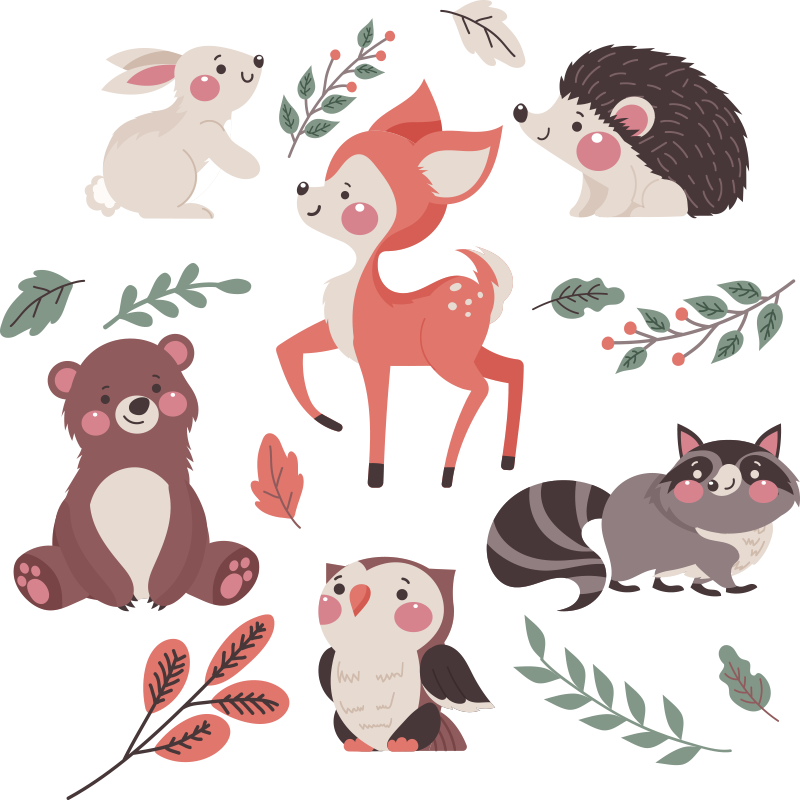 Tappeto vinile animali compagni di animali fantasiosi - TenStickers