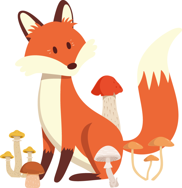 Tappeto vinile animali illustrazione volpe giocosa - TenStickers