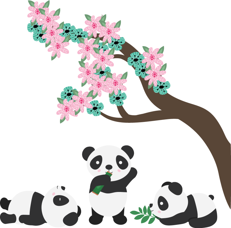 Tappeto vinile animali clan di panda fantasioso - TenStickers