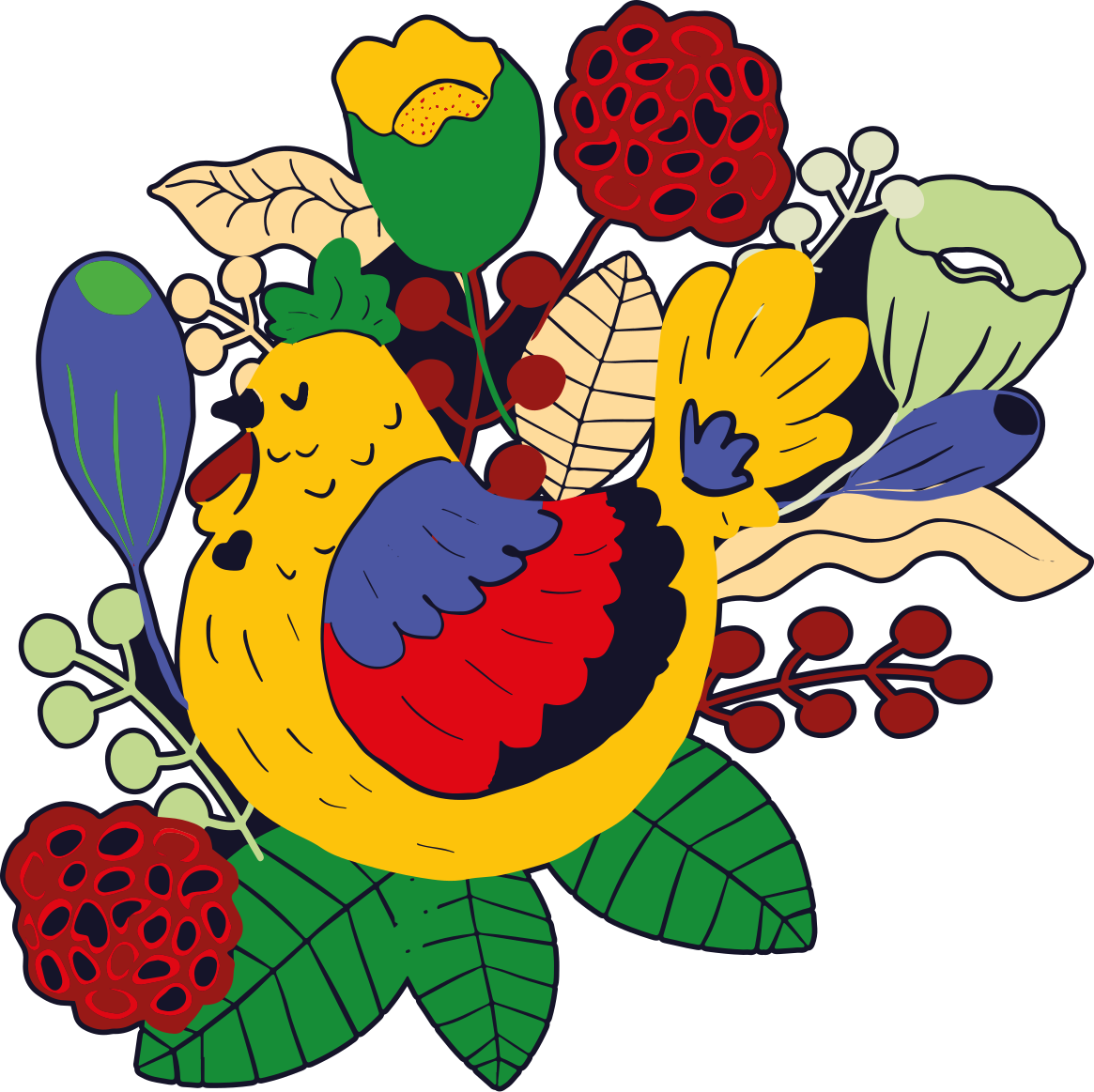 Tappeto vinile animali uccelli colorati floreali - TenStickers