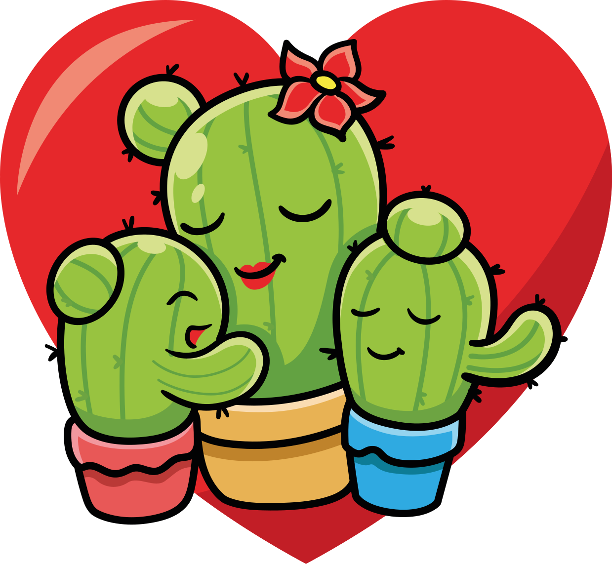 Tappeto vinile animali amore della famiglia cactus - TenStickers