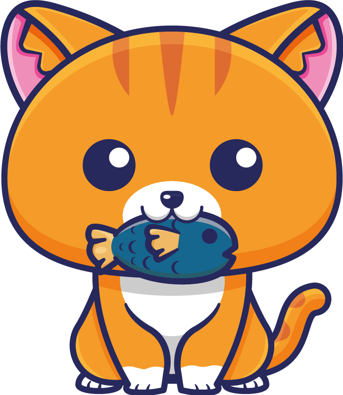 Tappeto vinile animali gatto carino con pesce - TenStickers
