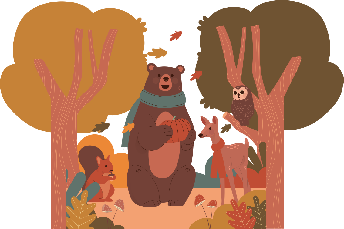 Tappeto vinile animali creature del bosco autunnali - TenStickers